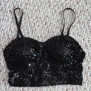 Black Sequin Bra Top